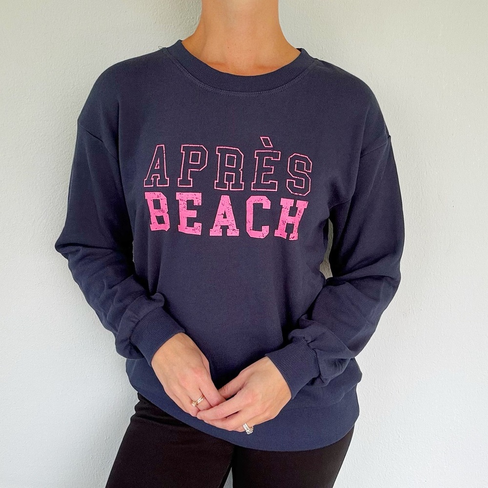 C&C California navy blue pink Après Beach lightweight cotton sweatshirt small